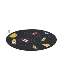 Tapete Tatame Antiderrapante Emborrachado Quarto Criança Menino Menina Astronauta Redondo Marinho