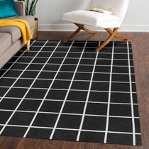 Tapete Tecido Jacquard com Látex 1,35 m x 2,00 m Grid Preto