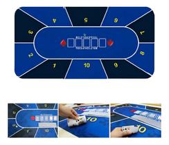 Tapete Toalha De Poker Borracha Azul 120x60cm Profissional