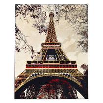 Tapete Torre Eiffel Retangular Veludo 48x90 cm Creme