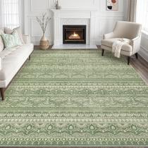 Tapete Tortania 305x366cm Lavável Macio Boho Marroquino Verde Tapete Tortania 305x366cm Lavável Macio Boho Marroquino Verde