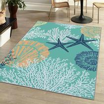 Tapete Tritard 90x150cm Coastal Ocean antiderrapante para interior
