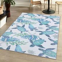 Tapete Tritard Coastal Sea Turtles, antiderrapante, resistente a manchas, 122 x 183 cm
