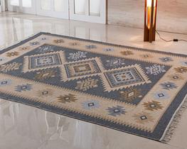 Tapete Turco Kilim - Antep - 1,40m x 2,00m - Cinza - Des 002 - Niazitex