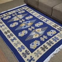 Tapete Turco Kilim Antep Dupla Face 01 Azul 2,00X2,50M