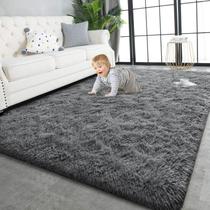 Tapete TWINNIS 244x305 cm cinza macio de pelúcia antiderrapante Tapete TWINNIS 244x305 cm cinza macio de pelúcia antiderrapante