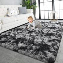 Tapete TWINNIS 244x305 cm Fluffy Plush Indoor Preto Cinza