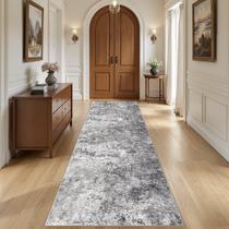 Tapete UERMEI 3x10 cinza lavável antiderrapante