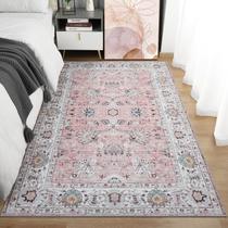 Tapete ULTSOFE Boho lavável 120x180cm rosa vintage floral