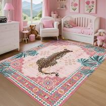 Tapete WARM HAVEN Estampa de Onça Rosa Lavável 1,5x2 m Tapete WARM HAVEN Estampa de Onça Rosa Lavável 1,5x2 m