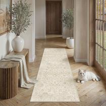 Tapete WondRg Beige, lavável, 2 x 6 pés, floral, antiderrapante, macio Tapete WondRg Beige, lavável, 2 x 6 pés, floral, antiderrapante, macio