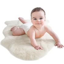 Tapete Woolino Baby Lambskin, Comfort Underlay, 100% Natural Australian Lambskin Premium Quality, Lã de pele de carneiro macia raspada, Grande, Branco Marfim