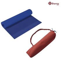 Tapete Yoga Premium Azul 2,00m-5mm+Porta Mat Laranja Cítrico