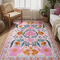 Tapete Yuemasi Pink Boho 160x230cm lavável para sala de estar Tapete Yuemasi Pink Boho 160x230cm lavável para sala de estar
