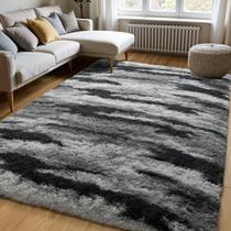 Tapete Zentavio 152x244 cm cinza de pelúcia High Pile Soft Shag