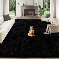 Tapete Zomfy 203x254cm Preto Macio Lavável de Pelúcia Tapete Zomfy 203x254cm Preto Macio Lavável de Pelúcia