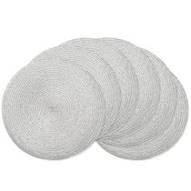 Tapetes americanos AHHFSMEI, redondos, trançados, 38 cm de diâmetro, conjunto de 6 prateados Tapetes americanos AHHFSMEI, redondos, trançados, 38 cm de diâmetro, conjunto de 6 prateados