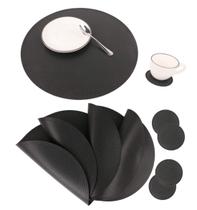 Tapetes americanos e porta-copos Jovono Faux Leather Round Disko
