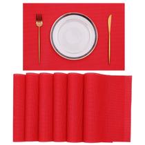 Tapetes americanos SHACOS de vinil tecido de Natal, 6 peças, 45x30cm, vermelhos