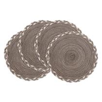 Tapetes americanos SHACOS Round Braided Glitter 38 cm, conjunto de 4 (multicoloridos)