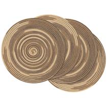 Tapetes americanos trançados redondos SHACOS de 38 cm, conjunto de 4 marrom-arco-íris