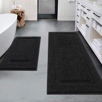 Tapetes Bathroom Runner SHACOS Super Soft Black, conjunto de 2