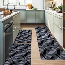 Tapetes Cozinha Antiderrapante Geométrico - Jogo 3 Peças - Sato Tapetes Cozinha Antiderrapante Geométrico - Jogo 3 Peças - Sato