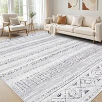 Tapetes de Área Cotiled 7x9: Tapetes Boho Laváveis com Base Antiderrapante, Tapete Macio Grande para Sala, Resistente a Manchas, para Quarto, Sala de Jantar, Decoração Leve para Casa Cinza Escuro Tapetes de Área Cotiled 7x9: Tapetes Boho Laváveis com Base Antiderrapante, Tapete Macio Grande para Sala, Resistente a Manchas, para Quarto, Sala de Jantar, Decoração Leve para Casa Cinza Escuro