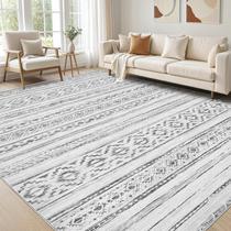 Tapetes de Área Cotiled 8x10 para Sala de Estar: Tapetes Boho Laváveis com Base Antiderrapante, Grande, Macio, Resistente a Manchas, para Quarto, Sala de Jantar, Decoração Leve para Casa, Creme e Cinza Tapetes de Área Cotiled 8x10 para Sala de Estar: Tapetes Boho Laváveis com Base Antiderrapante, Grande, Macio, Resistente a Manchas, para Quarto, Sala de Jantar, Decoração Leve para Casa, Creme e Cinza