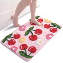 Tapetes de banheiro Anybar Cute Cherry Bath Mat Pink Microfiber Tapetes de banheiro Anybar Cute Cherry Bath Mat Pink Microfiber