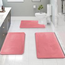 Tapetes de banheiro Conjunto de tapetes de banho Clara Clark Velvet Memory Foam Pink