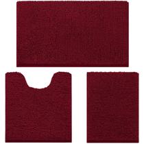 Tapetes de banheiro HOMEIDEAS Conjunto de tapetes de banheiro Chenille de 3 peças