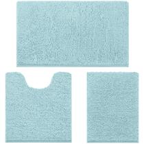 Tapetes de banheiro HOMEIDEAS Conjunto de tapetes de banho de Chenille de 3 peças