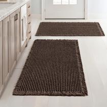 Tapetes de banheiro MIULEE Waffle Chocolate 45x75cm Conjunto de 2