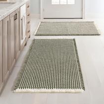 Tapetes de banheiro MIULEE Waffle, conjunto de 2 antiderrapantes, laváveis, verdes