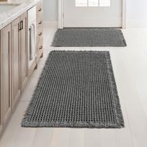 Tapetes de banheiro MIULEE Waffle Dark Grey 17x24cm+18x30cm Conjunto de 2