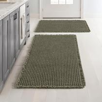 Tapetes de banheiro MIULEE Waffle Super Absorbent Green, conjunto de 2