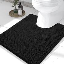 Tapetes de banheiro Smiry Luxury Chenille em forma de U 60x50cm pretos