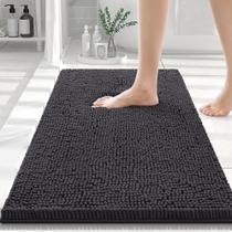 Tapetes de banheiro Smiry Luxury Chenille Extra Soft 30x20cm Charcoal