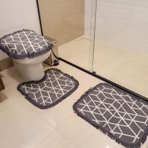 Tapetes De Banheiro Trio Moderno Com Antiderrapante - bello lar decorações