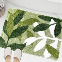 Tapetes de banheiro ZebraSmile Sage Green Leaves Bath Mat 45x65cm Tapetes de banheiro ZebraSmile Sage Green Leaves Bath Mat 45x65cm