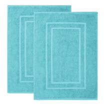 Tapetes de banho Feather & Stitch 100% algodão felpudo (76x53cm) Aqua