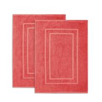 Tapetes de banho Feather & Stitch 100% algodão Terry Coral 30x21cm