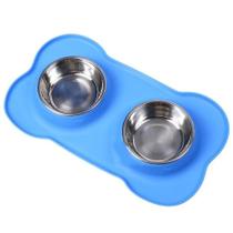 Tapetes de caixa de areia de gato osso de silicone tigela dupla para cães almofada para animais de estimação tigela de alimentação para animais de estimação antiderrapante alimentação à prova