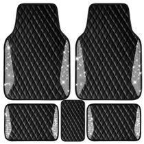 Tapetes de Carro CAR PASS Bling - Couro Brilhante com Pedrarias - 5 Peças Pretas Tapetes de Carro CAR PASS Bling - Couro Brilhante com Pedrarias - 5 Peças Pretas