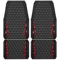 Tapetes de Carro CAR PASS Diamond Rubber - Conjunto Completo (Preto e Vermelho)