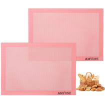 Tapetes de cozimento AMYONE, silicone perfurado, rosa sakura, 2 unidades