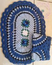 Tapetes de croche para porta (tons azuis e preto)) Tapetes de croche para porta (tons azuis e preto))