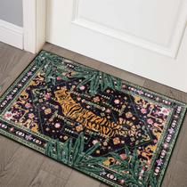 Tapetes de entrada tropicais orientais Aldopein, laváveis, finos, pretos, boho, vintage, envelhecidos, hippie, 2x3, tapetes para banheiro, cozinha, capacho interno, antiderrapante, abstrato, botânico, tribal, indígena