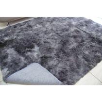 Tapetes de sala 2,00X2,40 Cinza Mesclado peludo luxo felpudo 40mm